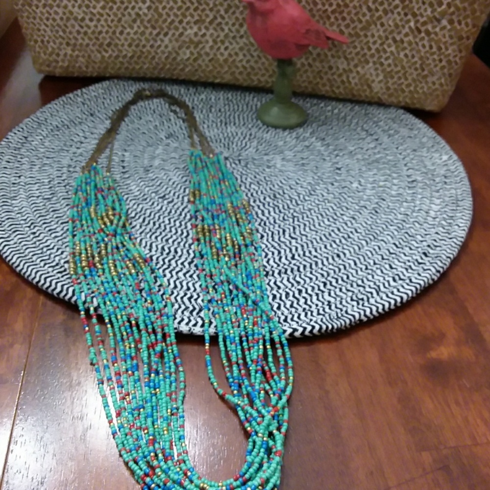 Long Turquoise beaded necklace